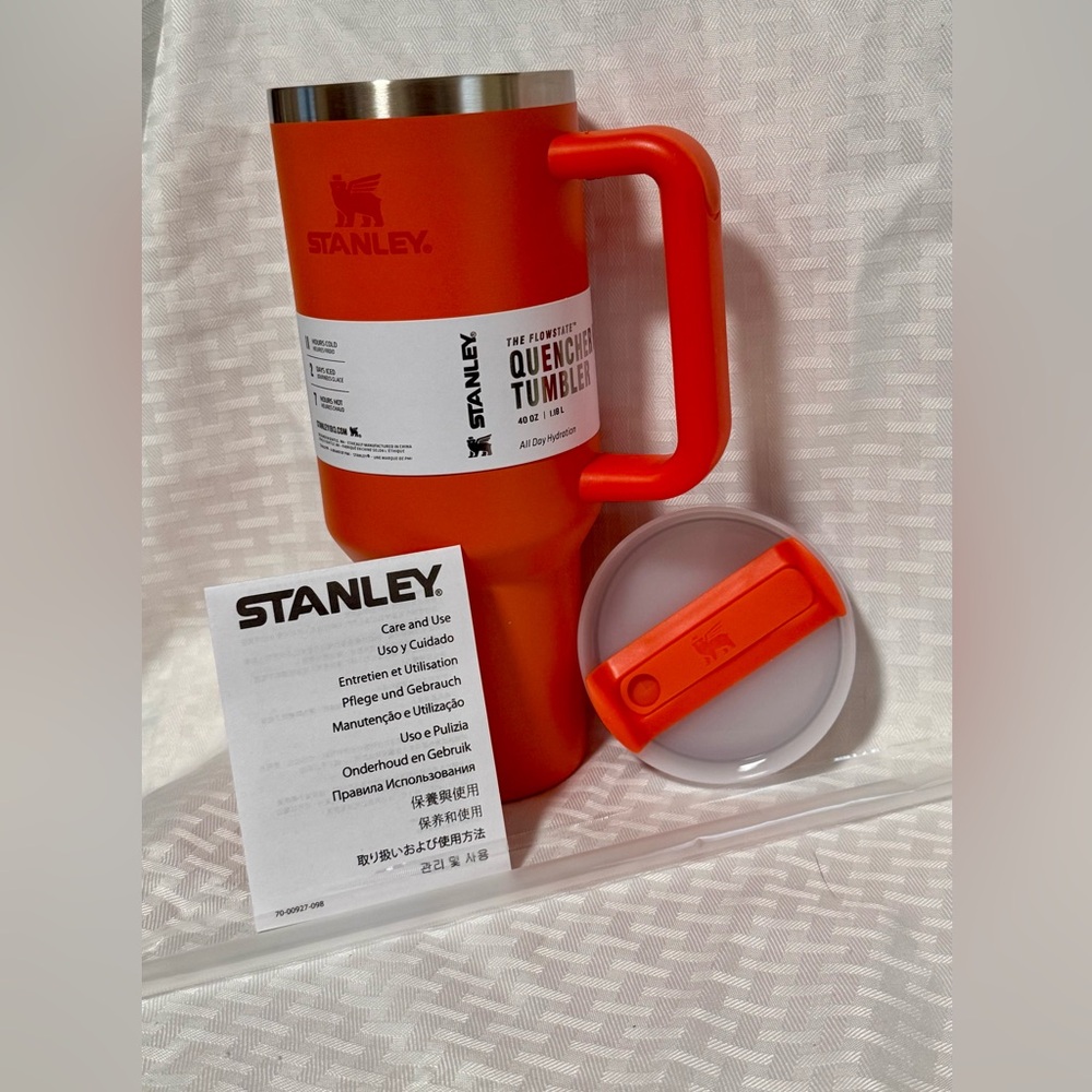 Stanley Orange Insulated Travel Mug with Handle and Straw - Picture 3 of 4